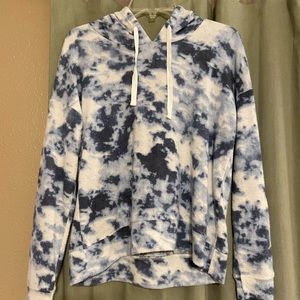 Fuzzy blue & white hoodie